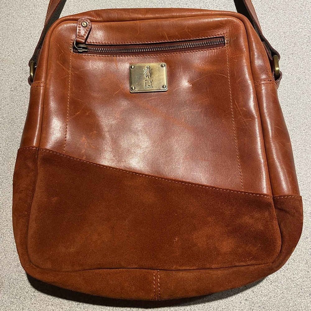 Fly London Cross-Body Bag, brown leather and suede